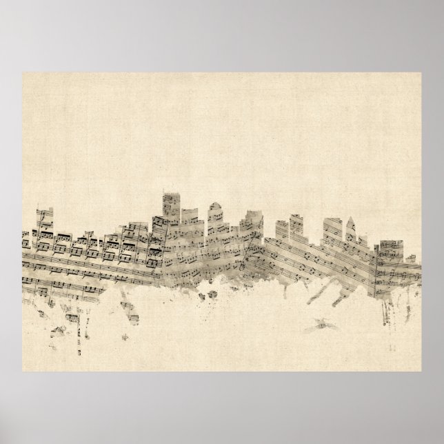 Boston Massachusetts Skyline Lakan Music Cityscape Poster (Framsidan)