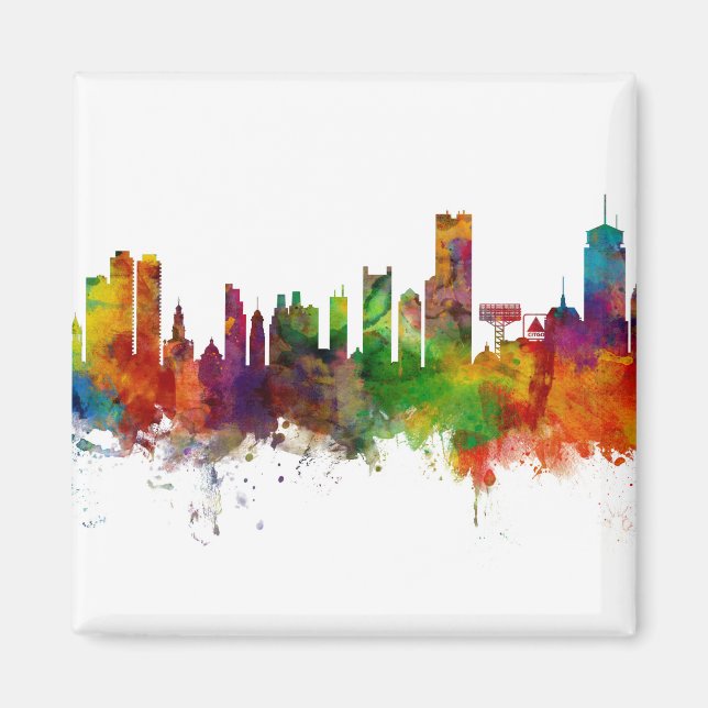 Boston Massachusetts Skyline Magnet (Framsidan)