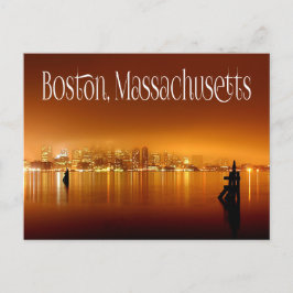 Boston, Massachusetts, Skyline på natten - USA Vykort