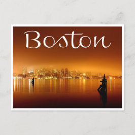 Boston, Massachusetts, Skyline på nattkort Vykort