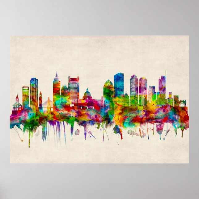 Boston Massachusetts Skyline Poster (Framsidan)