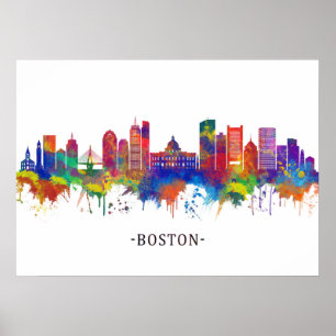 Boston Massachusetts Skyline Poster