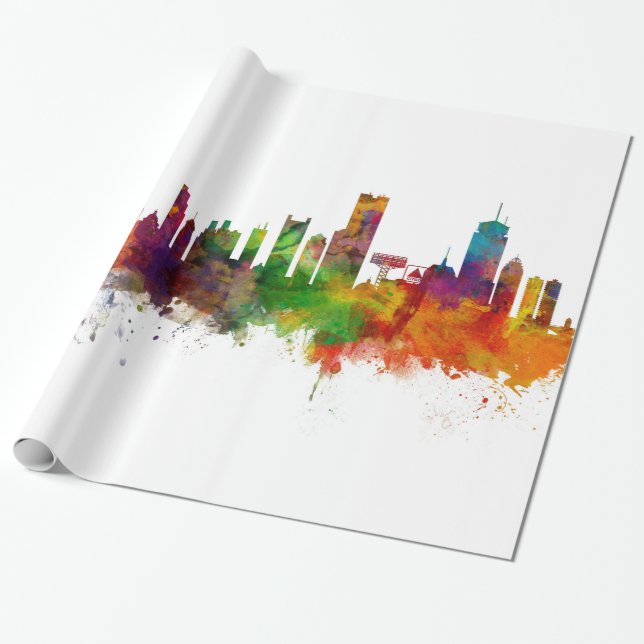Boston Massachusetts Skyline Presentpapper (Utrullad)