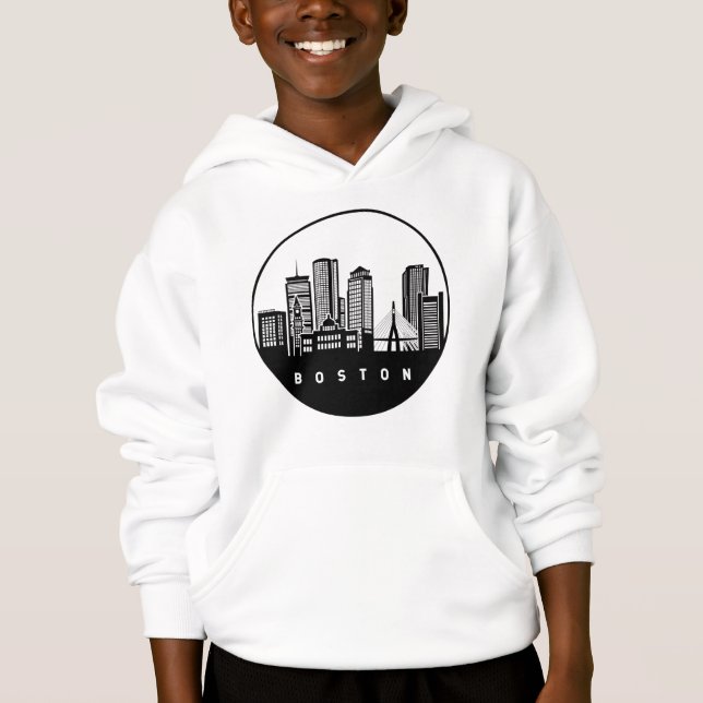 Boston Massachusetts Skyline T Shirt (Framsida)