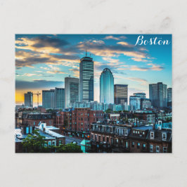 Boston Massachusetts Skyline Travel Photo Vykort
