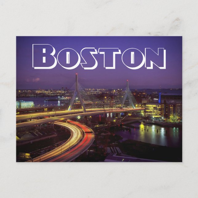 Boston Massachusetts Skyline USA - Zakim Bridge Vykort (Framsida)