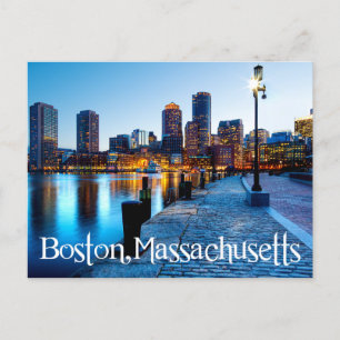 Boston Massachusetts Skyline vid Sunset Post Card Vykort