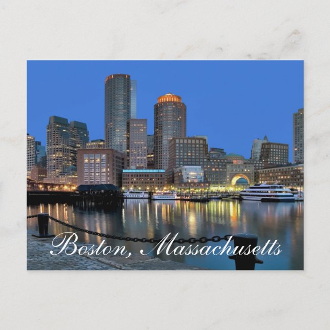 Boston Massachusetts Skyline vid Sunset Post Card Vykort (Framsida)