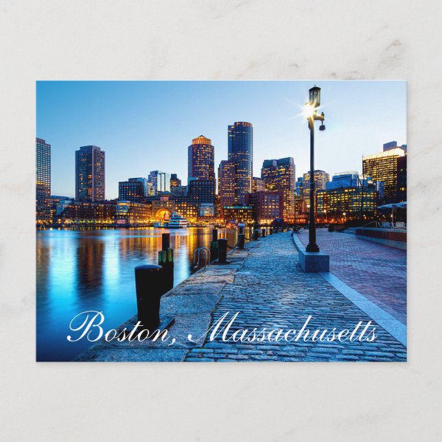 Boston Massachusetts Skyline vid Sunset Post Card Vykort (Framsida)