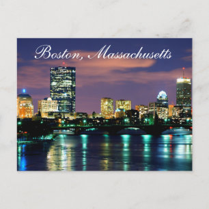 Boston Massachusetts Skyline vid Sunset Postcard Vykort
