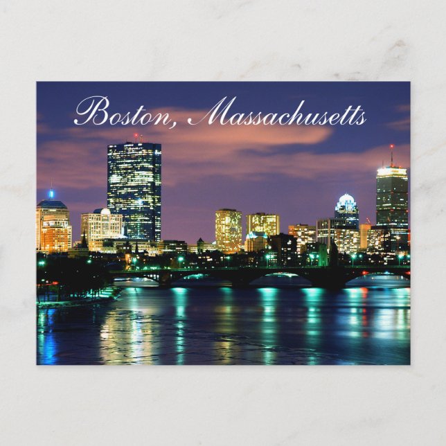 Boston Massachusetts Skyline vid Sunset Postcard Vykort (Framsida)