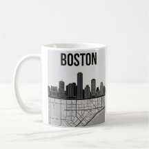 Boston Massachusetts Stadssiluett Med Karta
