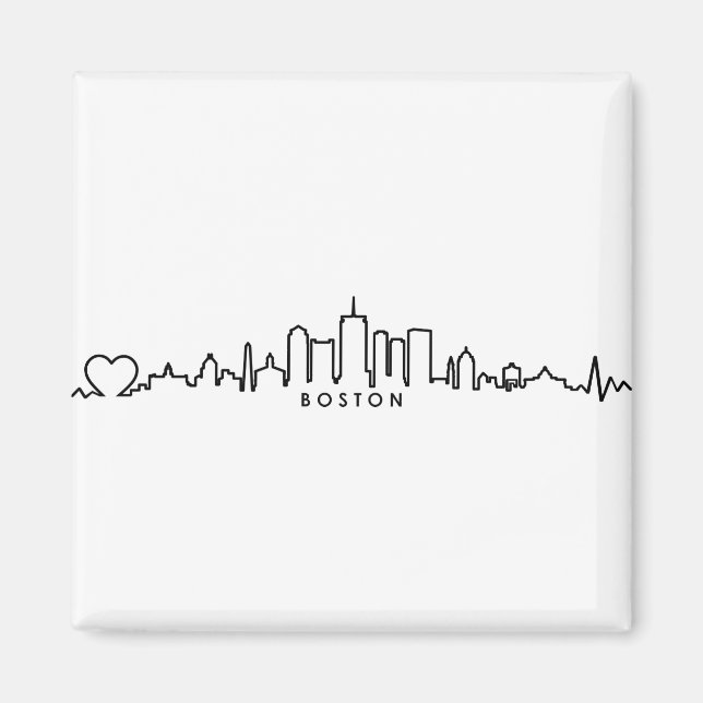 BOSTON Massachusetts USA City Skyline Silhouette Magnet (Framsidan)