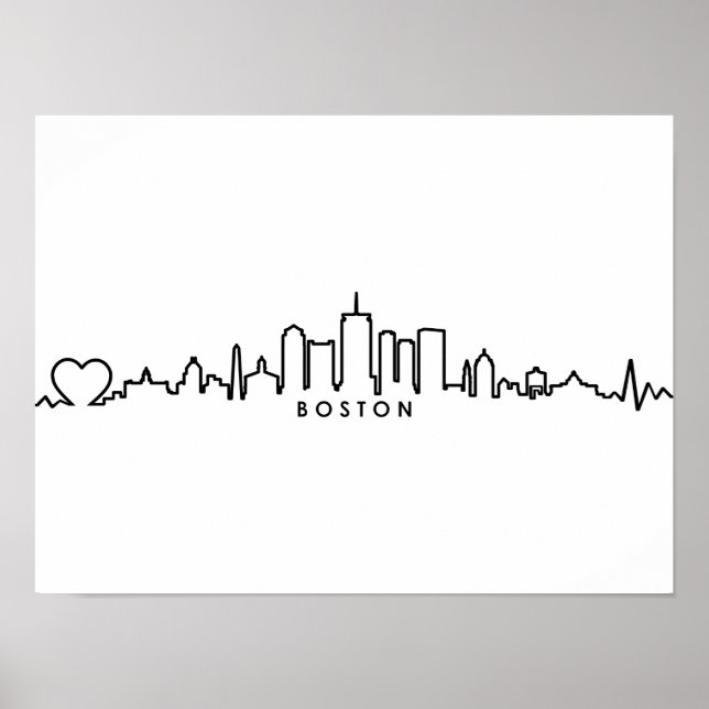 BOSTON Massachusetts USA City Skyline Silhouette Poster (Framsidan)