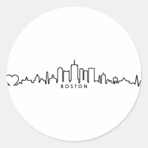 BOSTON Massachusetts USA City Skyline Silhouette Runt Klistermärke