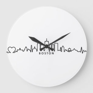 BOSTON Massachusetts USA City Skyline Silhouette Stor Klocka