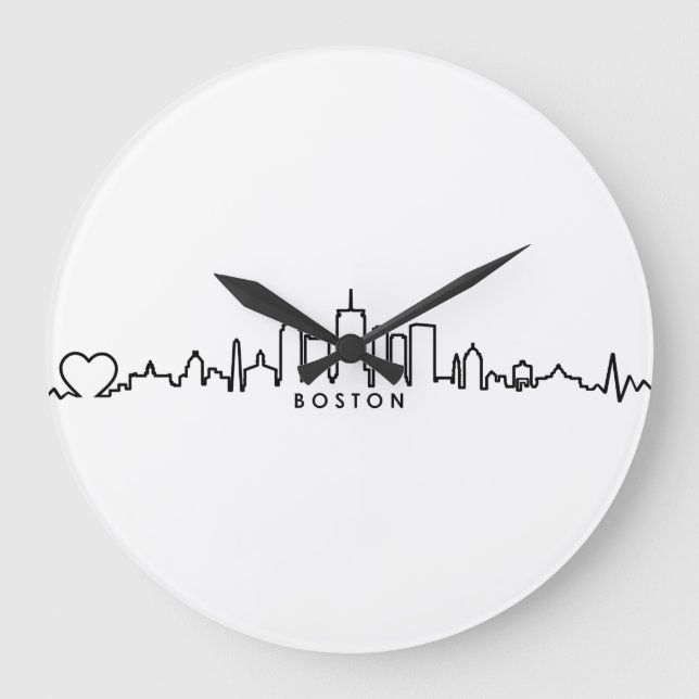 BOSTON Massachusetts USA City Skyline Silhouette Stor Klocka (Framsida)