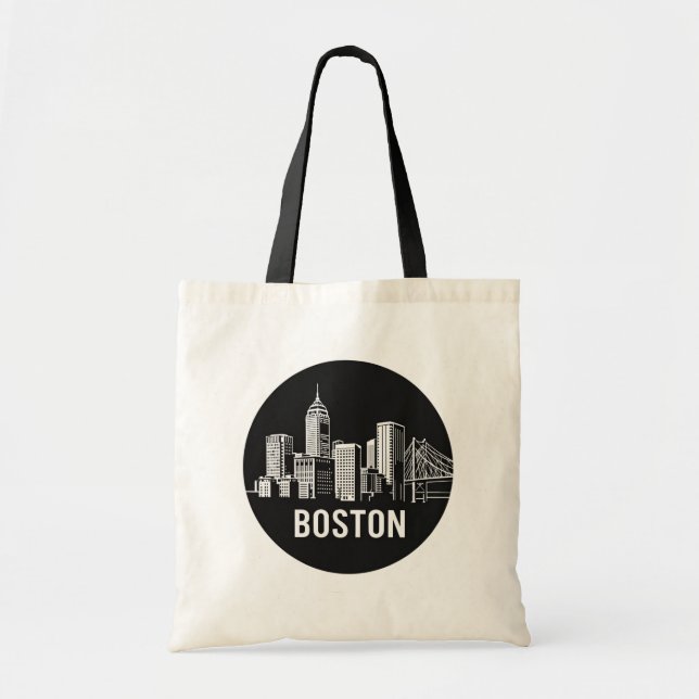 Boston Massachusetts, USA City Skyline Silhouette Tygkasse (Framsidan)