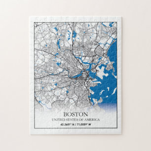 Boston Massachusetts USA Travel City Karta Pussel