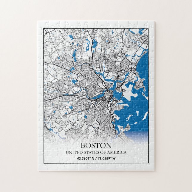 Boston Massachusetts USA Travel City Karta Pussel (Vertikal)