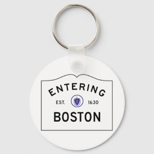 Boston Massachusetts vägmärke Keychain Nyckelring