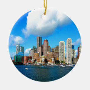 boston Massachusetts vatten och horisont Julgransprydnad Keramik