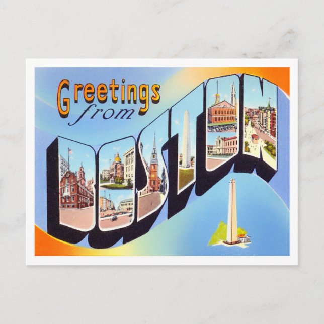 Boston, Massachusetts Vintage Big Brev Postcard Vykort (Framsida)