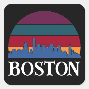 Boston Massachusetts Vintage Cityscape Fyrkantigt Klistermärke