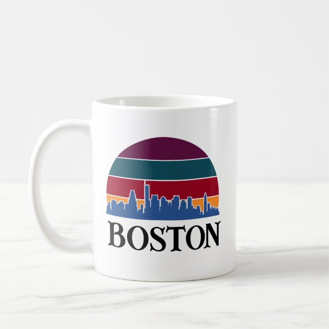 Boston Massachusetts Vintage Cityscape Kaffemugg (Vänster)