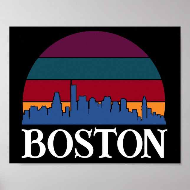 Boston Massachusetts Vintage Cityscape Poster (Framsidan)