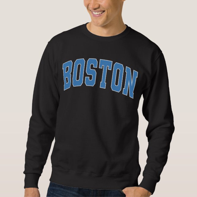 Boston Massachusetts Vintage College Stil  Lång Ärmad Tröja (Framsida)