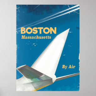 Boston Massachusetts vintage flygplansaffisch Poster