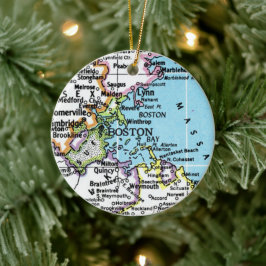 Boston, Massachusetts Vintage Karta Ornament