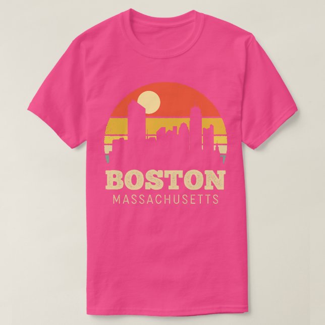 Boston Massachusetts Vintage Sunset T Shirt (Design framsida)