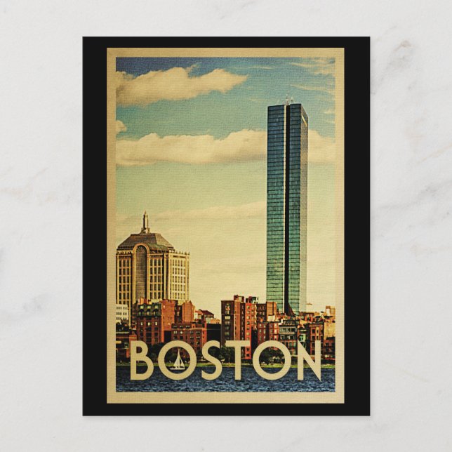 Boston Massachusetts Vintage Travel Vykort (Framsida)
