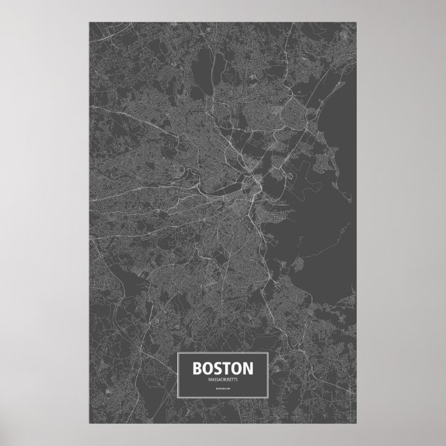 Boston, Massachusetts (vit på svart) Poster (Framsidan)