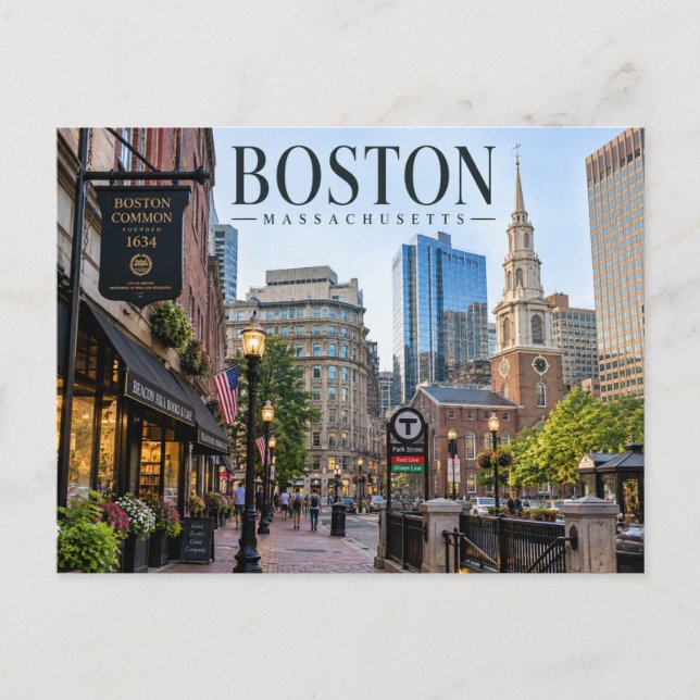 Boston, Massachusetts vykort (Framsida)