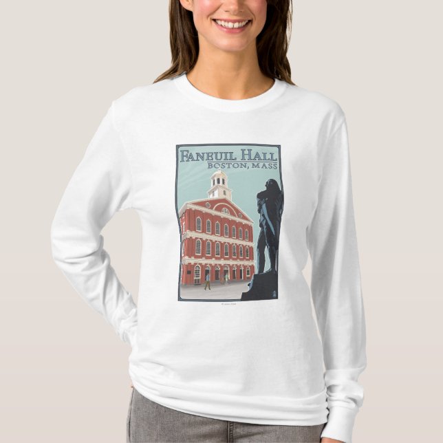 Boston MassachusettsFaneuil Hall beskådar Tee Shirt (Framsida)