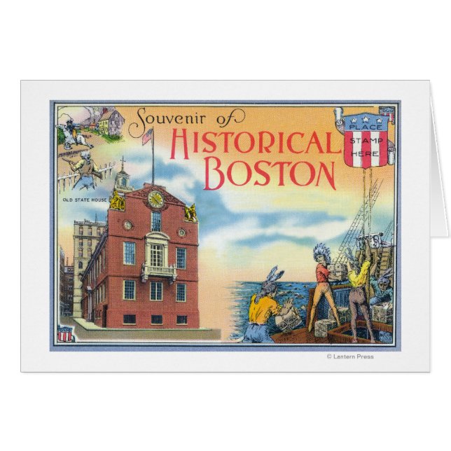 Boston, MassachusettsHistorical Boston Scenes Hälsningskort (Framsidan Horizontal)