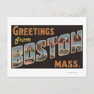 Boston, MassachusettsLarge Brev Scenes 3 Vykort
