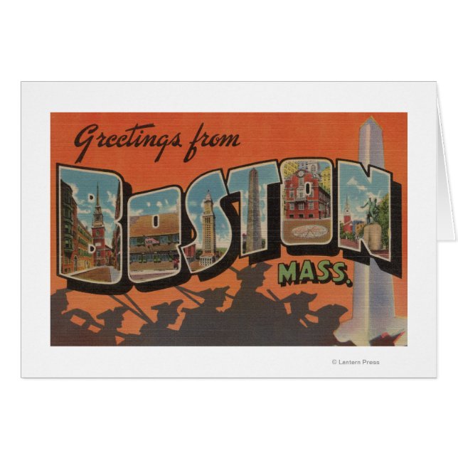Boston, MassachusettsLarge Brev Scenes Hälsningskort (Framsidan Horizontal)