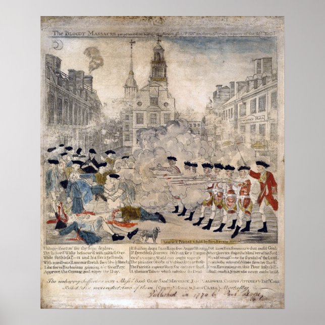 Boston Massacre Paul Revere Kung Street Poster (Framsidan)