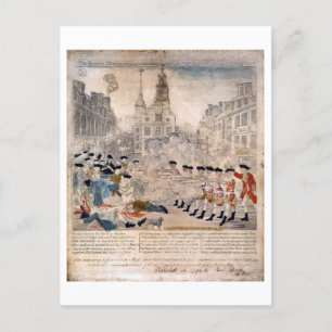 Boston Massacre Paul Revere Kung Street Vykort