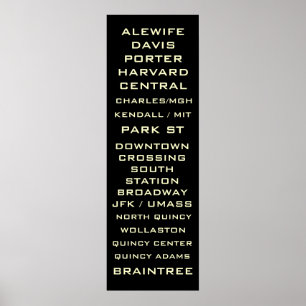 Boston Metro Tunnelbanan Sign Art - Redline - Redl Poster