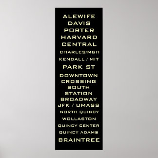 Boston Metro Tunnelbanan Sign Art - Redline - Redl Poster