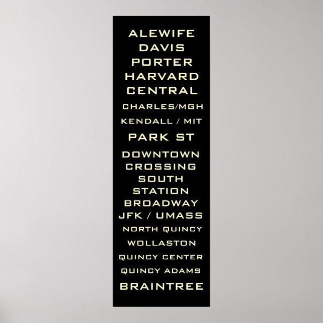 Boston Metro Tunnelbanan Sign Art - Redline - Redl Poster (Framsidan)