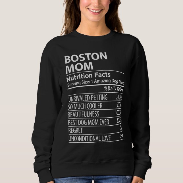 Boston Mom Nutrition Facts  Boston Dog Owner T Shirt (Framsida)