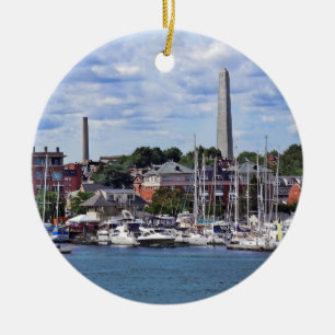 Boston MORSA - Marina with Bunker Backe monument Julgransprydnad Keramik