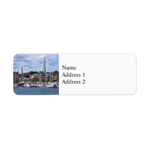 Boston MORSA - Marina with Bunker Backe monument Returadress Etikett