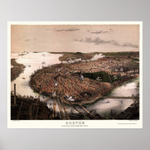 Boston, MORSA Panoramic Karta - 1877 Poster